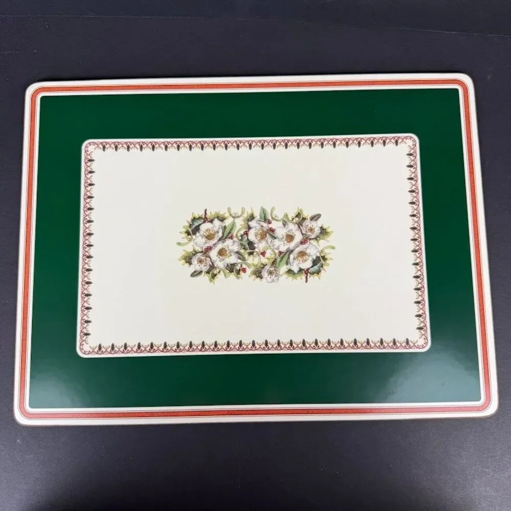 Set of 4 Spode Christmas Rose Cork & Acrylic Finish 16x12 Placemats Made England
